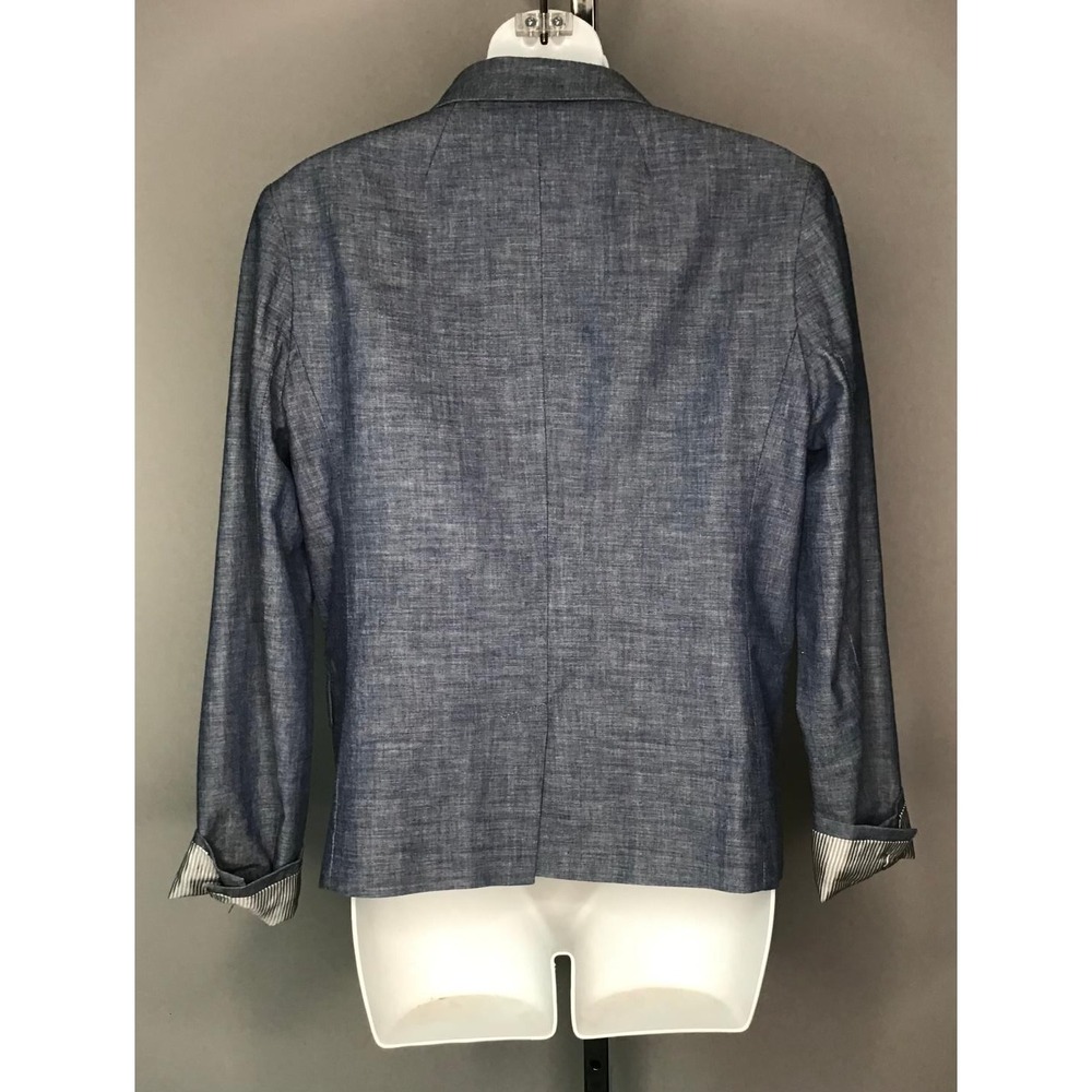 J.Crew Womens Sz 4 Blue Chambray Cotton Blazer Jacket Schoolboy Casual Workwear - Picture 2 of 15